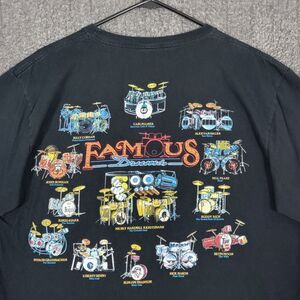 Famous Drums T-Shirt Mens Large Black Taboo Double Sided Graphic Tee